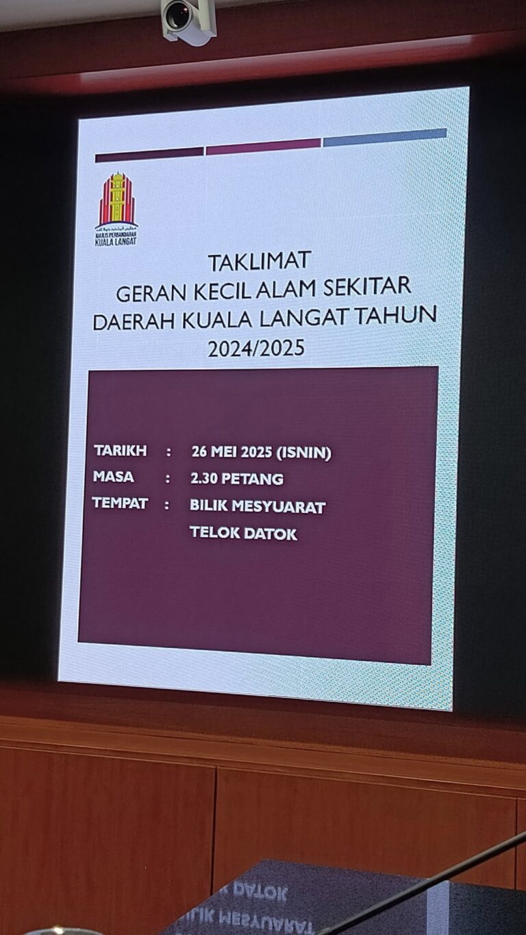 Taklimat Geran Kecil Alam Sekitar Daerah Kuala Langat pada 26 Mei 2025